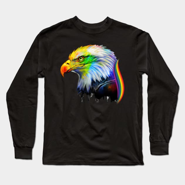 Eagle Rainbow Head Long Sleeve T-Shirt by Shadowbyte91